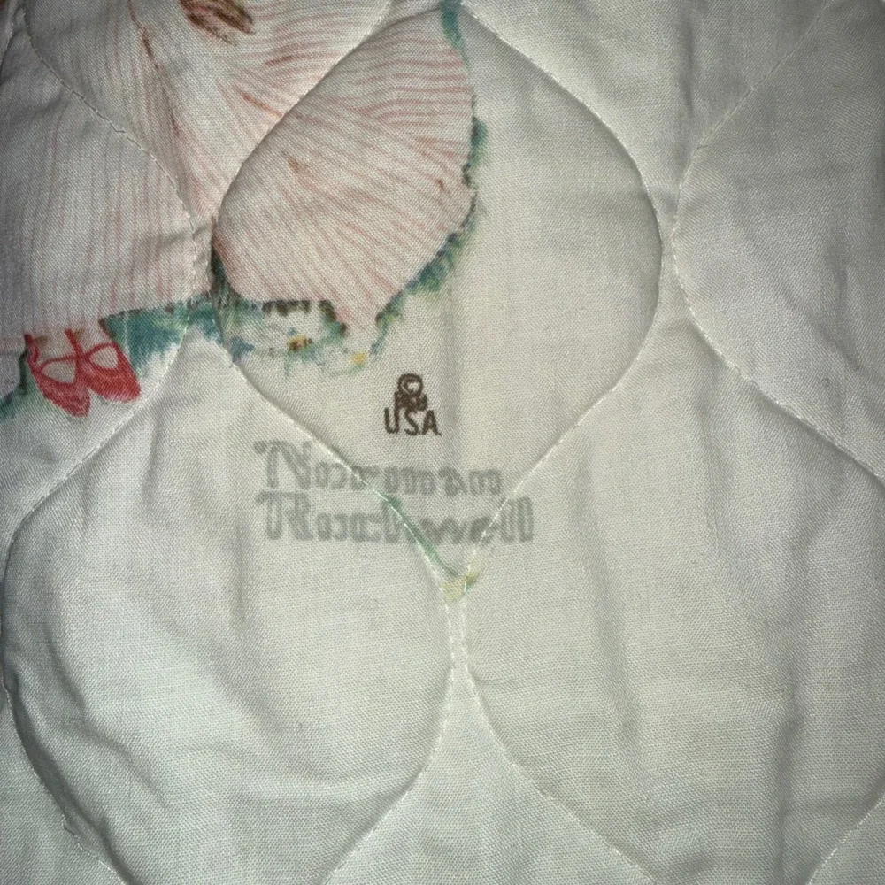 Norman Rockwell Quilt Bedspread Full Queen White Fair Vintage Americana Art